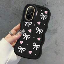 Macaron Style Heart-Shaped Bow Phone Case, Suitable For Galaxy/Honor/HW/ - Black - View 13