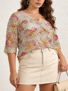 ASHKATIA Conjunto de ropa de playa para mujer, estampado floral vintage, estilo bohemio, Día de la Madre - Multicolor - Ver 1