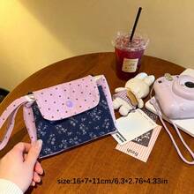 1 pieza Bolsa de maquillaje con estampado floral morado, bolsa de almacenamiento de alta calidad estilo Ins para niñas, estuche de lápices de gran capacidad, bolsa de papelería, bolsa para cámara, bolsa para toallas sanitarias, soporte para toallitas húmedas, adecuado para estudiantes y la escuela - Morado - Ver 2
