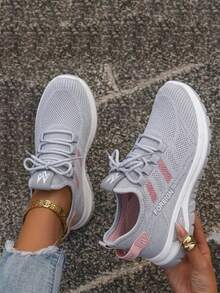 Women's Orthopedic Comfort Slip-On Sneakers - With Arch Support And Skin-Friendly Foam, Breathable Knitted Fabric, All-Day Lightweight Walking Shoes - 灰色 - 查看 1