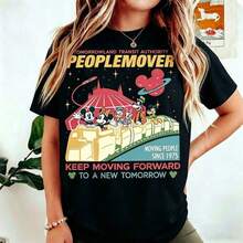 Womens Clothes;Summer TopsBuy VintageDisney Mickeyand Friends Space Mountain Shirt, Tomorrowland Transit Authority People Mover Tee, Keep Moving Forward, WDW Disneylandsummer Outfitsclearance  For Women LZ0W - 黑色 2 - 查看 11