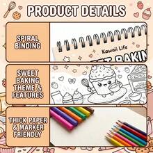 Kawaii 塗色書：甜美烘焙主題，高品質不透明螺旋裝訂頁面，適合減壓與放鬆 | 精緻生動的插圖與圖案 | 適合青少年、成人與長輩 | 藝術活動與生日、節日、聖誕禮物 - 彩色 - 查看 4