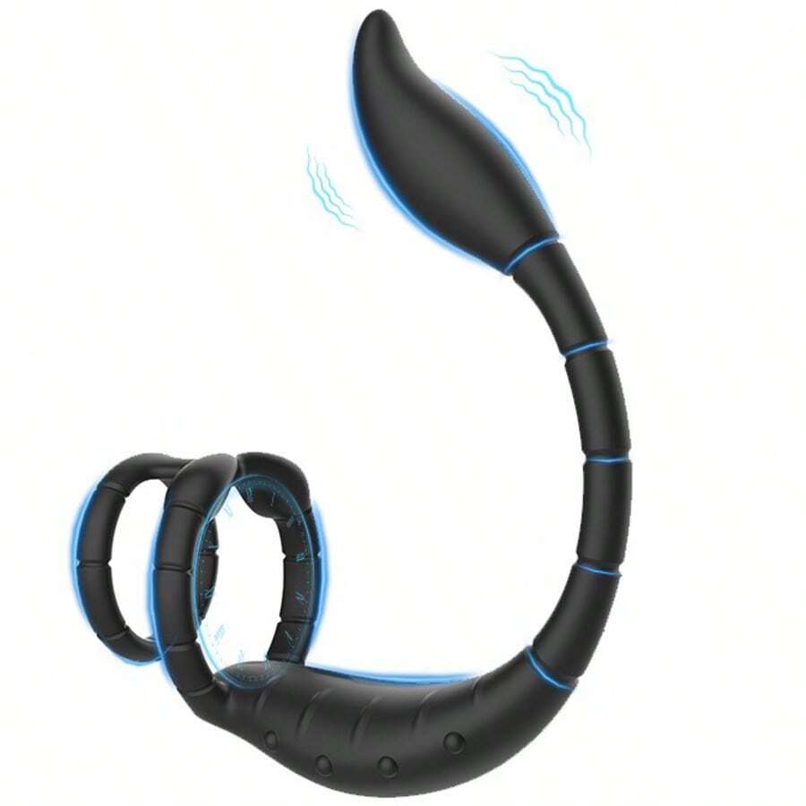 9 Vibrate Mode Scorpion Vibrating Anal Plug, Double-Ring Semen Cock Ring, Penile Ring, Adult Masturbator, Prostate P-Spot Stimulator, Anal Vibrating Massager, Sex Toys For Men - Một cỡ - Xem 1