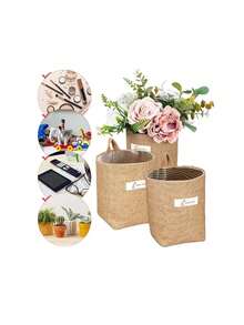 1pc Washable Wall Hanging Storage Bag For Door, Wall, Bedside | Reusable Wardrobe Organizer Pocket, Practical Storage Basket For Home, Kitchen, Garden - Multicolor - View 4