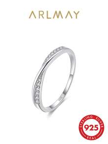 Cubic Zirconia Decor Perak Wedding Band Untuk Wanita Bridal Pernikahan Perhiasan - Perak - View 2