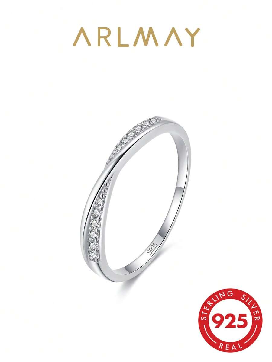 Cubic Zirconia Decor Perak Wedding Band Untuk Wanita Bridal Pernikahan Perhiasan