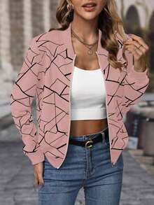 Chaqueta con cremallera de manga larga versátil y de moda, adecuada para el uso diario - Multicolor - Ver 3