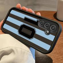 Fanahat-Phone Case: Number Stripes Jersey Design of Black And White Phone Case, Made from Soft TPU Material, Offering High Quality And Protection, Compatible with Samsung Models A01, A03s, A04s, A05, A05s, A07, A13, A14 4G, A14 5G, A15 4G, A15 5G, A16 5G - Beis - Ver 2