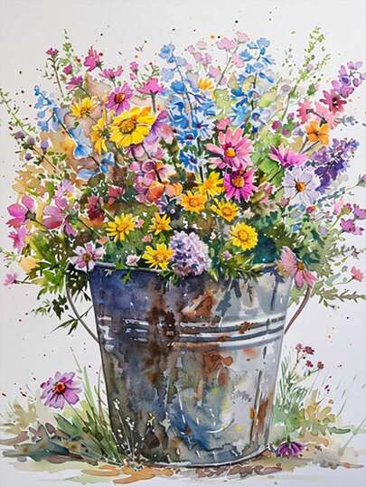 1pc DIY Diamond Painting Kit - Floral, Home Decor, Full Drill, 30*40cm/40x50cm