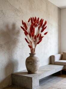 30-240pcs 44cm Artificial Faux Rabbit Tail Grass, Home Decor Artificial Faux Rabbit Tail Grass Stems, Suitable For Bohemian Style Floral Arrangements, DIY Crafts, Home Kitchen And Wedding Decor, Christmas Decor, Thanksgiving Decor, DIY Wreath Decor - Red and White Rabbit Tail Grass - View 3