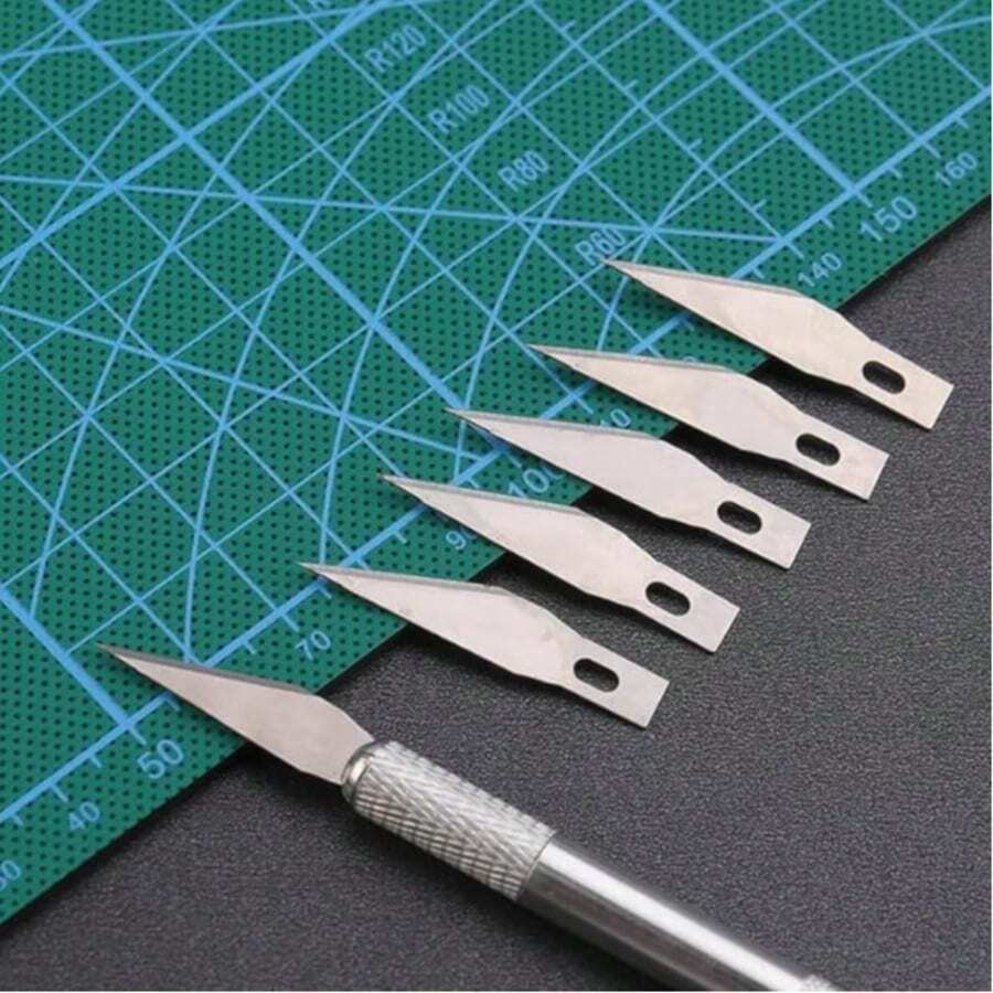 金属雕刻刀和切割工具套装 - 适用于木雕、剪纸、陶艺创作 - DIY 手工艺品、书法、石版画 - 学生艺术家雕塑和精密切割 - 3雕刻刀+30刀片 - 查看 1