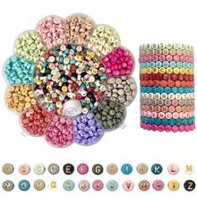 1 Bộ hạt chữ cái tròn dẹt bằng acrylic nhiều màu, hạt chữ cái rời màu Macaron, hộp đựng 13 ngăn hình cỏ ba lá, phụ kiện trang sức tự làm vòng tay, dây chuyền, dây đeo điện thoại in chữ cái đầu tên. - Nhiều màu - Xem 3