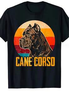 1 pieza, Camiseta para Perro Cane Corso Italiano - Estilo Vintage, Ajuste Cómodo, Perfecta para Uso Casual y Amantes de Mascotas - Negro - Ver 1