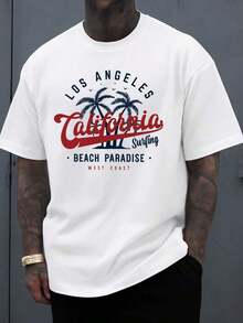 Camisetas Gráficas de Manga Corta California Surf Beach | Camiseta de hombre con cuello redondo y estampado blanco, estilo urbano, cómoda y de corte holgado, perfecta para uso casual en cualquier ocasión diaria, adecuada para todas las estaciones, manga corta regular, 100% algodón de Greenink. Camisa de mujer Casual 100% Algodón 100% Algodón - Blanco - Ver 6