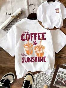 Blusas para Mujer Algodón Blanco Estampado "Iced Coffee & Sunshine" Manga Corta Casual - Blanco - Ver 5