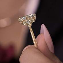 18K Gold Plated Classic Minimalist Square Cubic Zirconia Inlaid Versatile Wedding Ring For Women - Gold - View 2