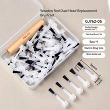1 Set Disposable Nail Brush Kit, 1 Wooden Handle + 50 Flat Heads + 1 Box, Detachable Double-Sided, Interchangeable Nail Brushes, Suitable For Nail Salons, Professional Nail Gel Tools - Black and White - View 7