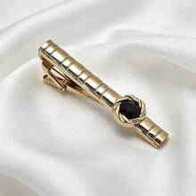 1pc In-Stock New Arrival Gold Rhinestone Tie Clip, Fashionable Men's Formal Business Tie Clip, Factory Direct - Multicolor - View 11