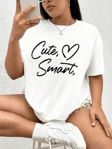 Lazy Lazy Camiseta de mujer suelta de gran tamaño, top corto, opciones de color y blanco, camiseta gráfica con estampado de corazón lindo y inteligente, atuendo casual de verano, moda de streetwear, tops para mujeres, camisetas de verano, camisetas gráficas, atuendos de verano para mujeres, camisetas gráficas, tops cortos para mujeres, tops para mujeres, ropa vintage de algodón linda, atuendo de Navidad para mujeres, vestidos elegantes de mujer, blusas deportivas, blusas de Pascua para mujeres, sudaderas, tops deportivos, top deportivoHoliday Camiseta Gráfica - Blanco - Ver 1
