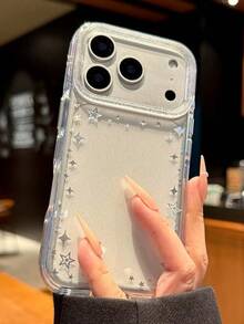 Funda de teléfono elegante con cristales de diamantes de imitación coloridos estilo dopamina Star, compatible con iPhone 16 Pro Max, 15 modelo nuevo, 16, 13, 14, 15 Pro, funda transparente con protección anti-caídas para mujeres - transparente - Ver 6