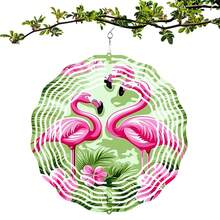 10-Inch Metal Hanging Outdoor Wind Chime With 3D Rotating Flamingo Design, Battery-Free Decoration For Garden, Patio And Windows - A - View 12