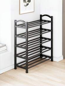 1pc Multi-Layer Multi-Color Expandable Shoe Rack, Lightweight Easy Assembly, Plastic + Metal Frame With Curved Handle, Space-Saving Storage Solution For Entryway, Home, Bedroom And Closet, Essential For Daily And Travel Shoe Organization - Multicolor - View 8