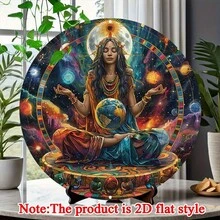 1 Vintage Gaia Earth Meditation Mandala| Aluminum Wall Art, 8.0inch X 8.0inch, Durable, Waterproof, Fade-Resistant, Easy To Install, Suitable For Home Decoration, Meaningful Gift - 1PC - 查看 2