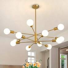 1pc 12-Light Sputnik Chandelier, Modern Gold/Black Decorative Ceiling Light, Mid-Century Branching Sputnik Pendant Lighting Fixture, Adjustable Industrial Style Ceiling Lighting For Living Room, Dining Room, Bedroom, Kitchen, Foyer, Home Decor, E26/E27 Bulb Base (Bulbs Not Included) - one-size - View 1