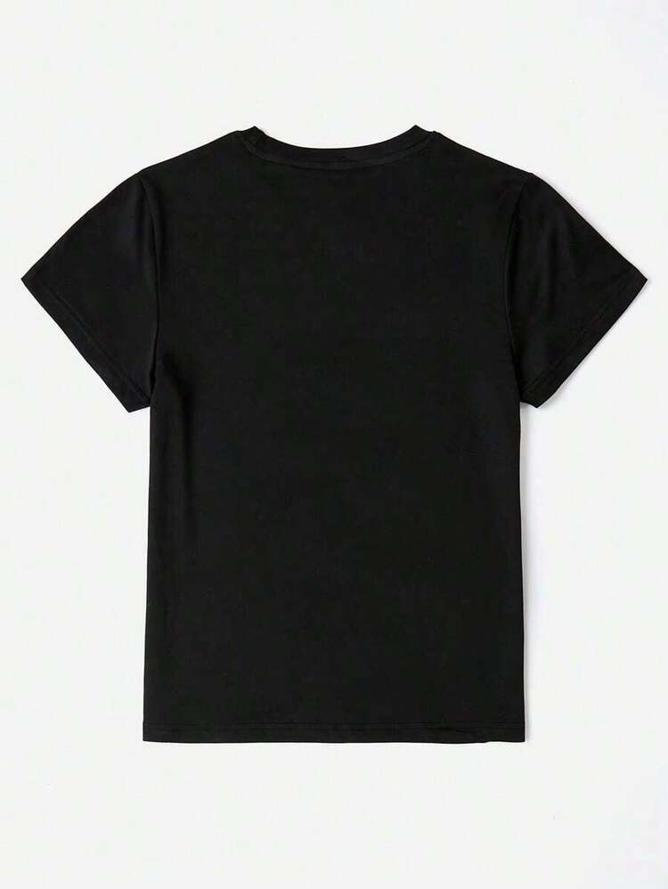 ModernoYou Graphic Print T-Shirt "Never Can Have Too Many Books", Short Sleeve, Round Neck, Casual Top For Summer And Spring, Casual Clothing For Women - màu đen - Xem 3