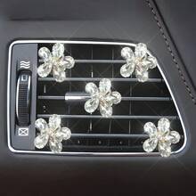 5 piezas de decoración de flor de cristal artificial con clip para rejilla de ventilación del coche, accesorios de decoración floral para el interior del automóvil - Flor de pinza para el cabello de cristal - Ver 3