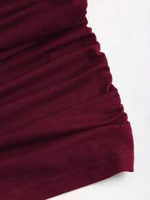 Vestido mini ajustado y sexy de mujer con hebilla de metal - Color caoba - Ver 6