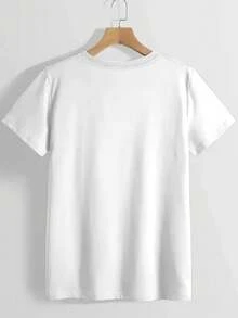 Camiseta de manga corta extra grande de gran tamaño con cuello redondo y estampado de máscara de payaso, casual para mujer, verano, 100% - Blanco - Ver 3