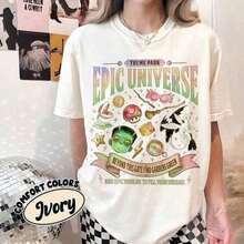 Casual Clothing T Shirt Print,Graphic-Cotton Tees Plus,Epic Universe 2026 T-Shirt For Family,Funny T-Shirt For Travel To Golden Theme Parks,With Shirt,Summer Tops,Shirt Suitable Blouses For Women>Shirt - 白色 - 查看 1