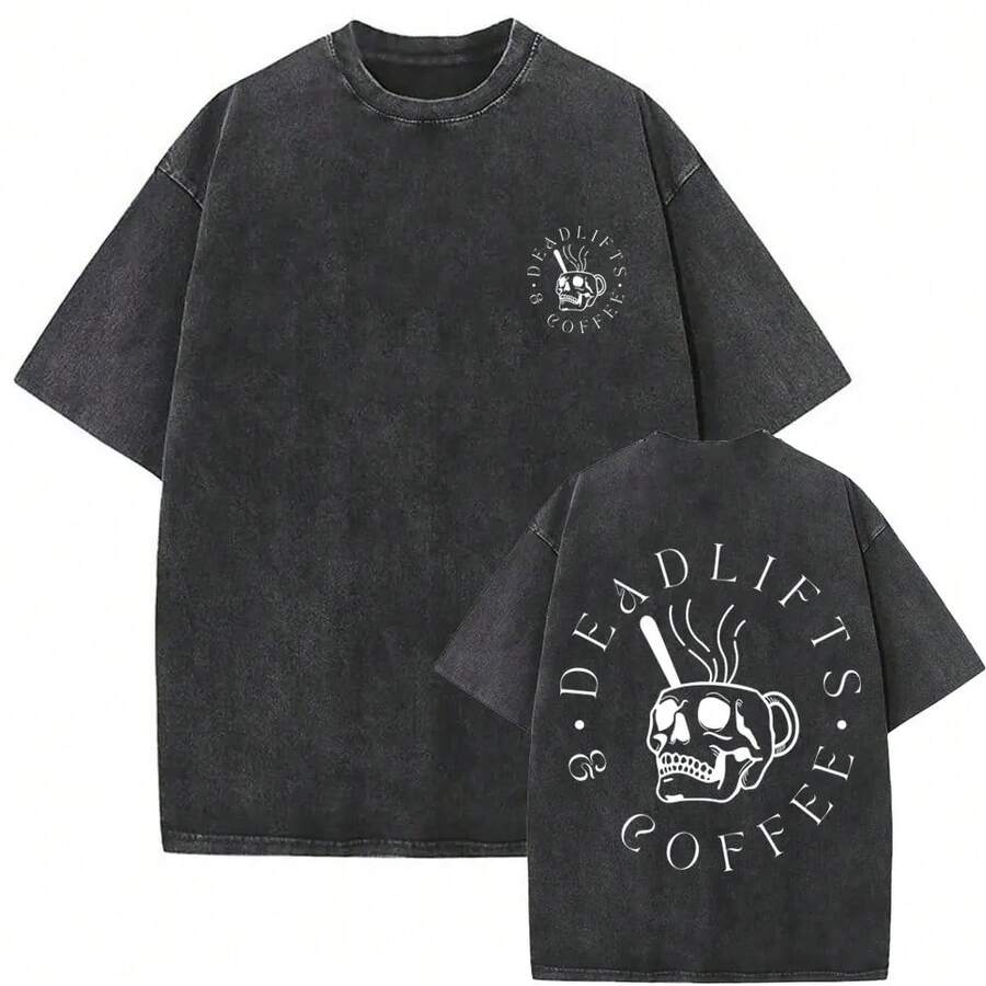 Playera oversize divertida para hombre y mujer estilo vintage lavado estampado de esqueleto y gimnasio para entrenamiento casual fitness chicas ropa de hombre camiseta de mujer blusas para mujer algodon duradera uso diario con envio nacional - Bronce - Ver 1