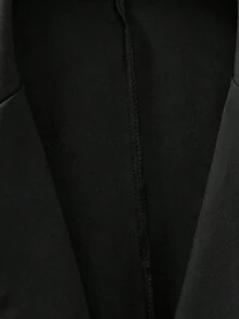 Clasi Chaqueta ligera de estilo casual de negocios para mujer, con cuello de solapa, apta para el lugar de trabajo, de unicolor, para primavera/otoño - Negro 2 - Ver 5