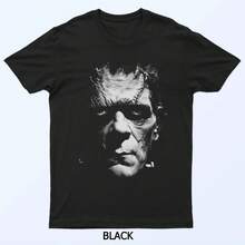 Camiseta Negra Clásica con Retrato del Monstruo Frankenstein, Tallas S-5XL - Negro - Ver 1