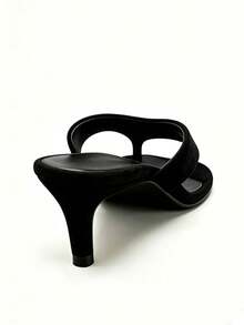 2026 New Suede Toe-Ring Sandals, Slim Kitten Heel Slip-On Slippers For Women,Flip Flops,Summer Sandals - Black - View 5