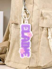 1 pieza Llavero acrílico floral grueso y lindo con nombre personalizado, regalo de graduación - Multicolor - Ver 3