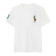 Camiseta de Verano 2026 para Hombre con Logo de Caballo, Cuello Redondo, Manga Corta, Corte Ajustado, de Algodón Estampado RL, Casual y Versátil, 100% Algodón - Negro - Ver 1
