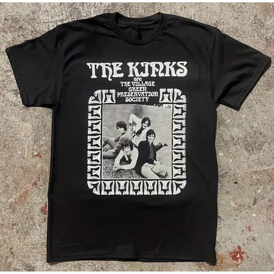 Camiseta de la banda Kinks - Camiseta vintage de la Invasión Británica, camiseta de música vintage de algodón 100% resistente con estampado de Dave Brothers - forma - Ver 1