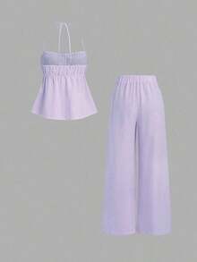Sweetro Conjunto de dos piezas para mujer para uso diario - Morado - Ver 2