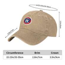 Unisex Vintage Washed Denim, Chicago Cubs Retro Bear Face Logo Print, Adjustable Denim Dad Cap, Lightweight Casual Denim Cap, Daily Casual Street Headwear - Màu Khaki - Xem 6
