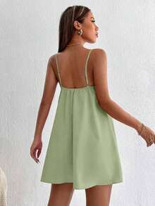 Vestido informal suelto de un solo color para mujer - verde menta - Ver 2