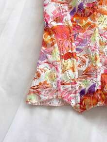 Corset ajustado de dos capas con diseño vanguardista y sexy, propio de vacaciones, para jóvenes de estilo europeo y americano, en color caqui con bordado calado - Multicolor 3 - Ver 7