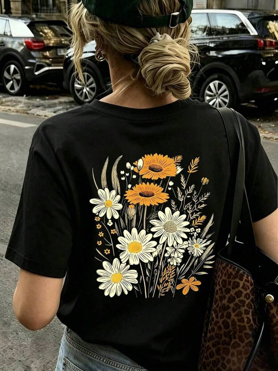 Playera Casual Oversize Mujer con Diseño "Van Gogh Noche Estrellada" - Estilo Artístico y Chic 5UUX - Negro - Ver 1
