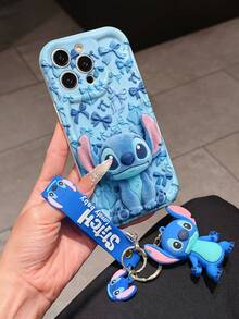 Disney Lilo & Stitch Phone Case With Stitch Charm And Stitch Lanyard - Cute Stitch Protective Case With Blue Bow Accent Background Design, Equipped With Delicate Stitch Decorative Lanyard And Beaded Bracelet For Easy Carrying, Compatible With IPhone 17, 16, 15, 14, 13, 12, 11 Pro Series, Ideal For Birthdays, Holidays, Anniversaries, Graduation Gifts, Or Any Special Occasion To Surprise Family, Friends, Classmates, And Loved Ones. - 白色 - 查看 3