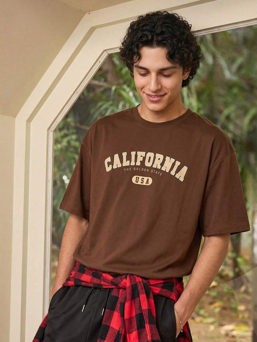 Whitmere Men's Shirt, Urban Casual Solid Color Minimalist Fashion, Relaxed Fit, Spring Summer - Coffee Brown - View 1
