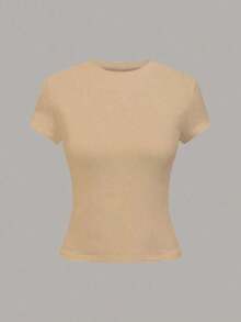 1 pieza Camiseta de manga corta informal de unicolor para mujer - Multicolor 17 - Ver 4