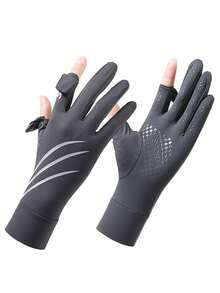 1 Pair Fingerless Sunscreen Gloves, Striped Anti-Slip Touchscreen Gloves For Cycling, Outdoor, Shopping, Sports In Summer - A - View 18