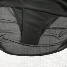 Swim Vcay Traje de baño de una sola manga con cordón, busto acolchado, empalme de malla, traje de baño sexy de una pieza con falda transparente negra, falda sexy para vacaciones, conjunto sexy negro, cubierta de traje de baño negro - A - Ver 6